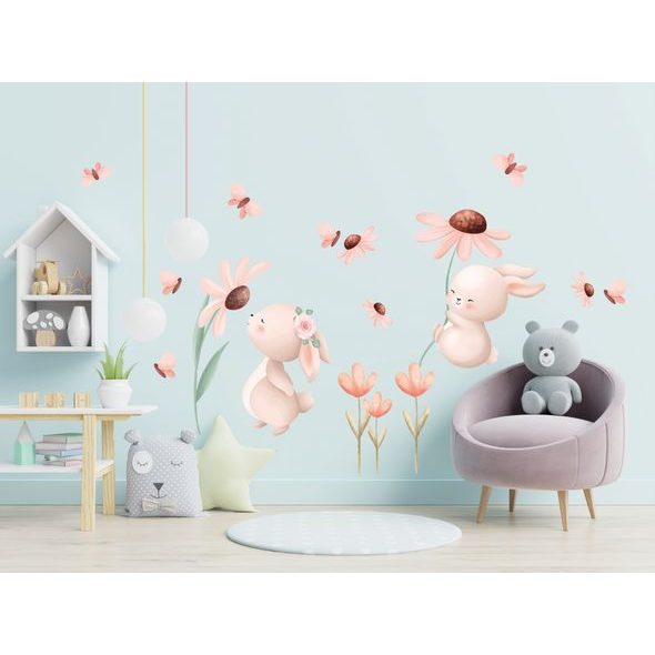 Zajačiky s kvetinami