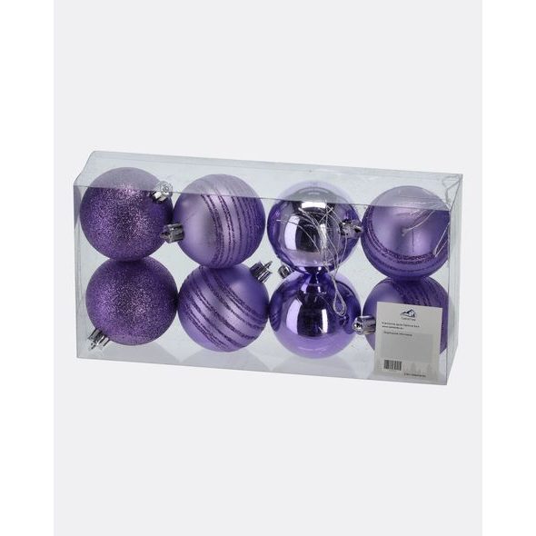FIALOVÉ VÁNOČNÍ KOULE V KRABICI