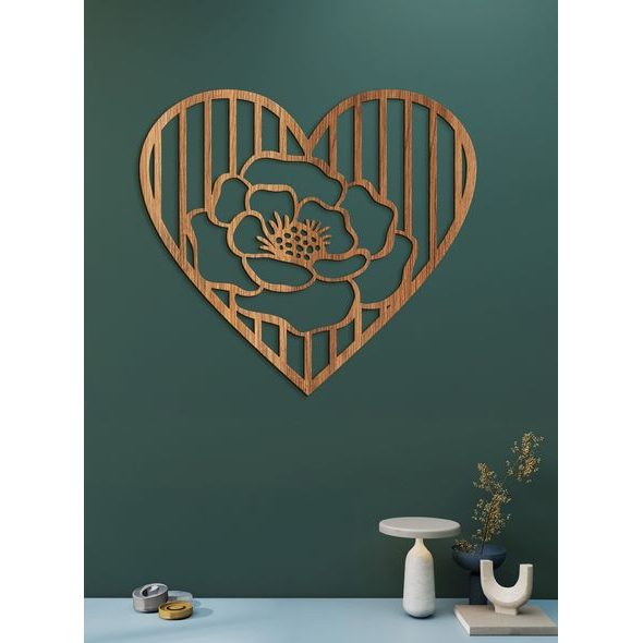 Dřevěný obrázek růže v srdci