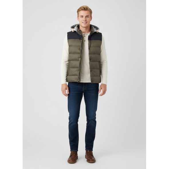 PÁNSKÁ PROŠÍVANÁ VESTA TMAVĚ ZELENÁ