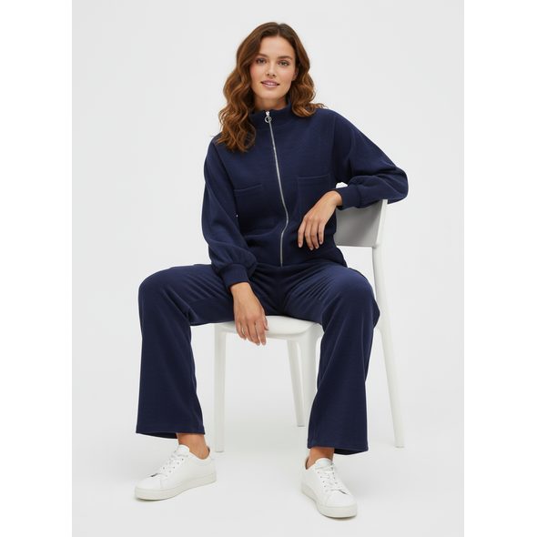 DÁMSKÁ TEPLÁKOVÁ SOUPRAVA CROP TOP TMAVĚ MODRÁ