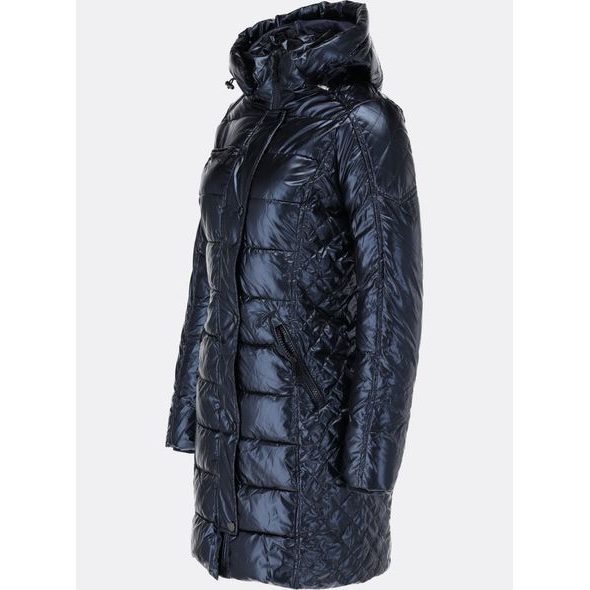 Dámská dlouhá prošívaná bunda tmavě modrá