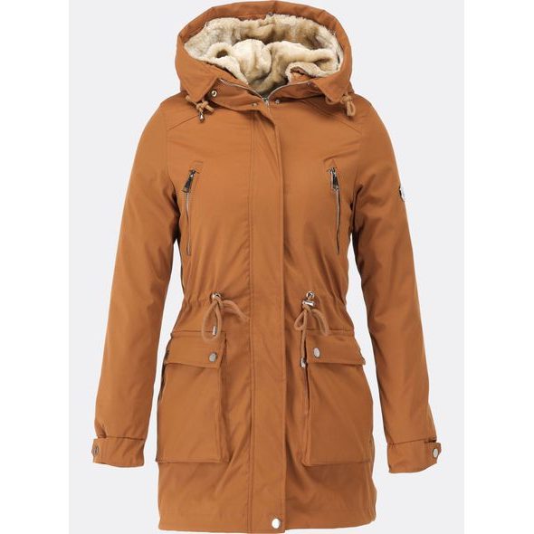 Parka s odopínateľným futrom hnedá