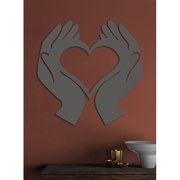 Dřevěný nástěnný obraz Srdce v rukou