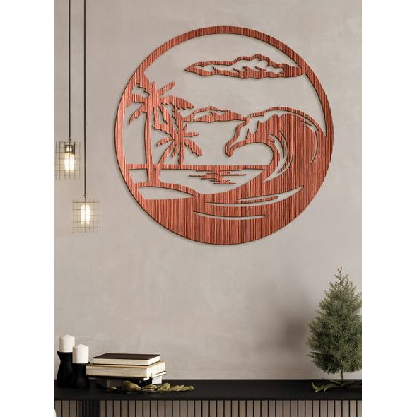 Dřevěný obraz na stěně pláže