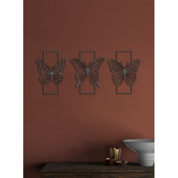 Trojdielna drevená dekorácia MOTÝLE