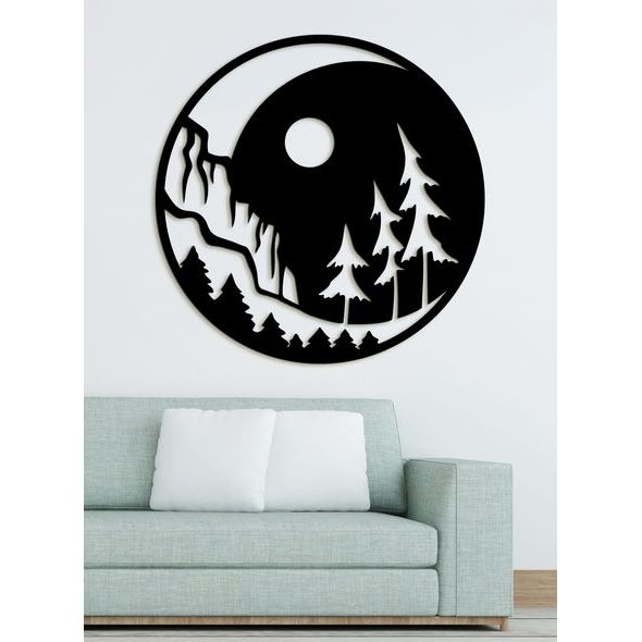 Dřevěná malba noční krajina