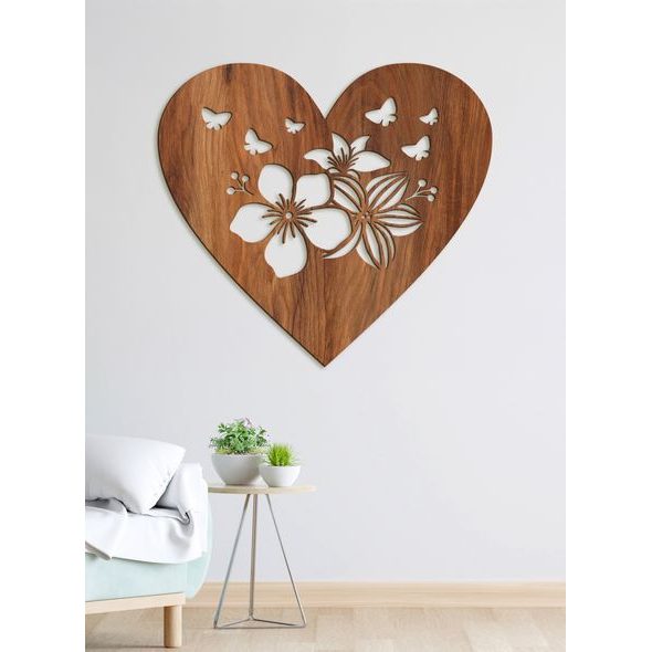 Drevený obraz Srdce plné motýľov
