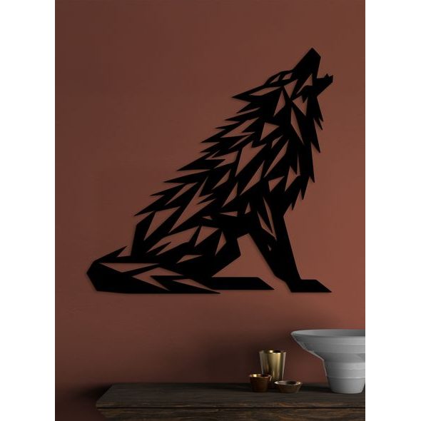 Dřevěný obraz Vytí vlka