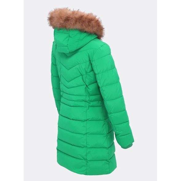 Dámska prešívaná zimná bunda s kapucňou zelená