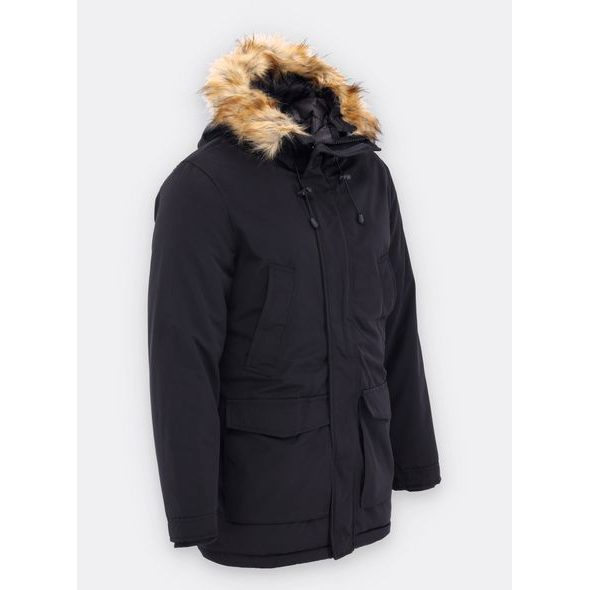 Pánská zimní bunda s kožešinou černá
