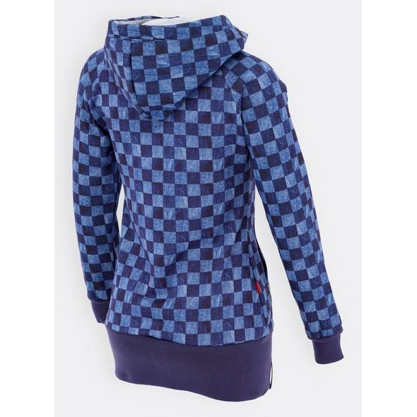 Tmavomodrá mikina so vzorom šachovnice