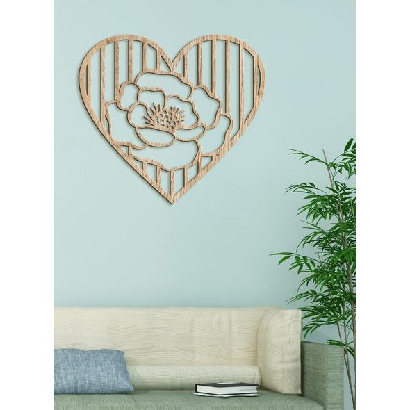 Dřevěný obrázek růže v srdci