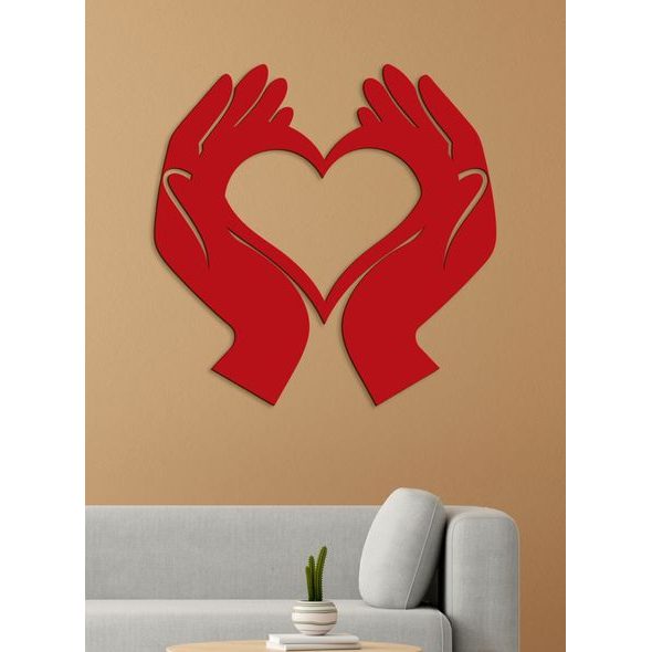 Dřevěný nástěnný obraz Srdce v rukou