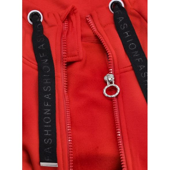 Dámská prodloužená mikina s kapucí červená