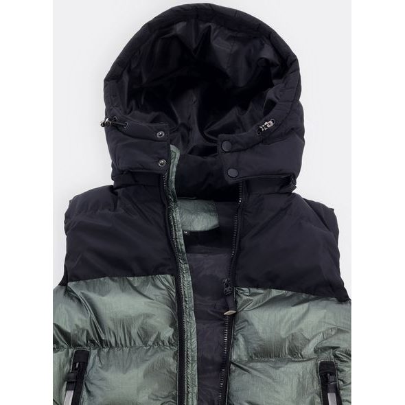 Pánska prešívaná vesta čierno-zelená