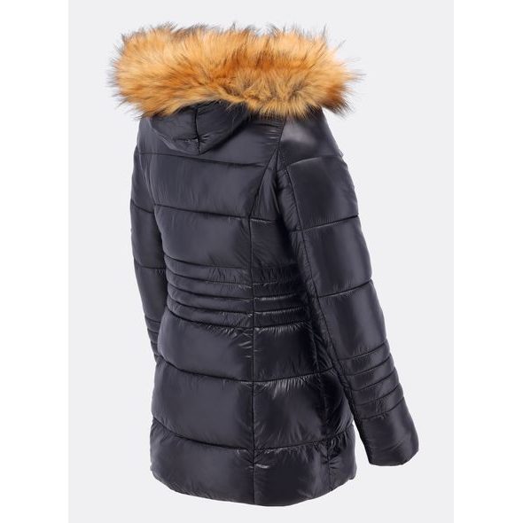 Dámská lesklá prošívaná bunda černá