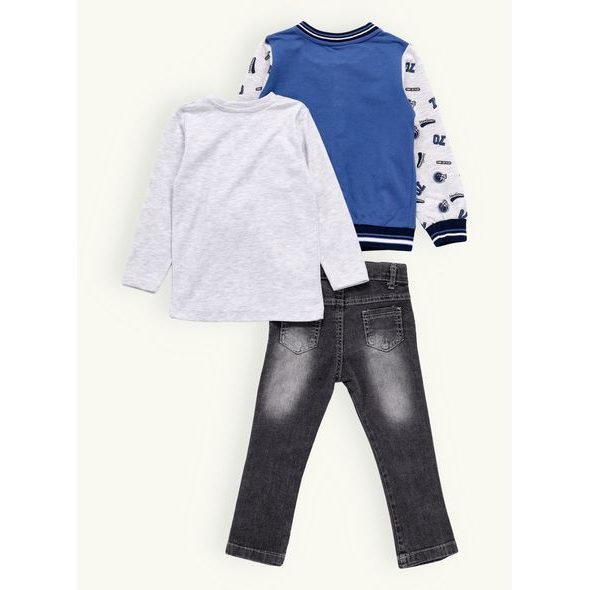 Dětská džínová souprava modro šedá