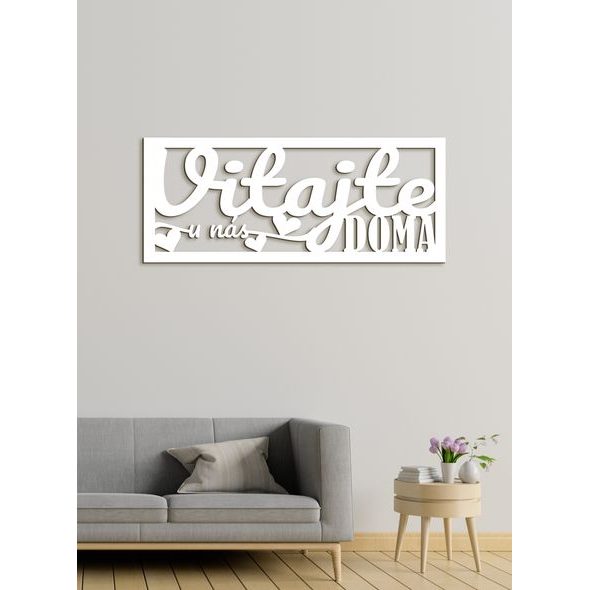 Drevený nápis "VITAJTE u nás DOMA"