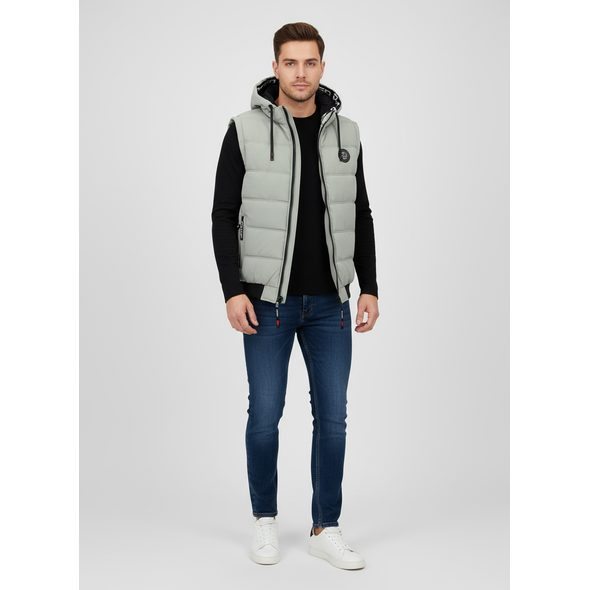 PÁNSKA PREŠÍVANÁ VESTA S KAPUCŇOU SVETLOZELENÁ