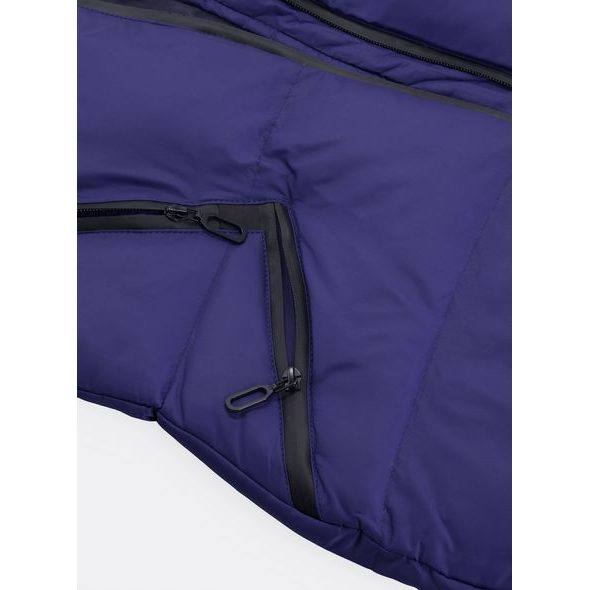 Dámská zimní bunda bez kapuce modrá