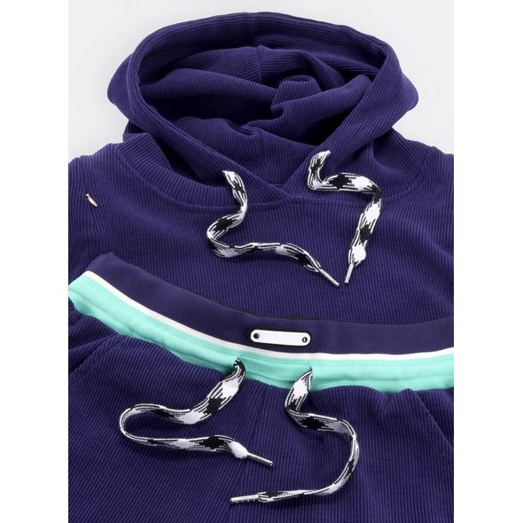 Dámská žebrovaná tepláková souprava s kapucí fialová