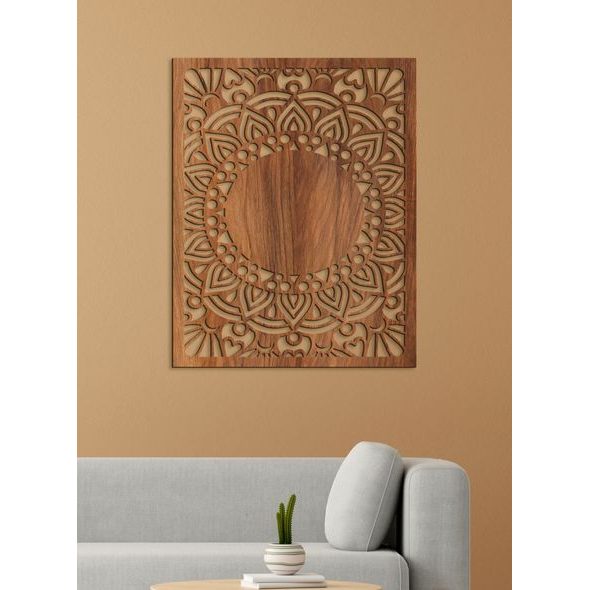 Dřevěná mandala sluneční květina