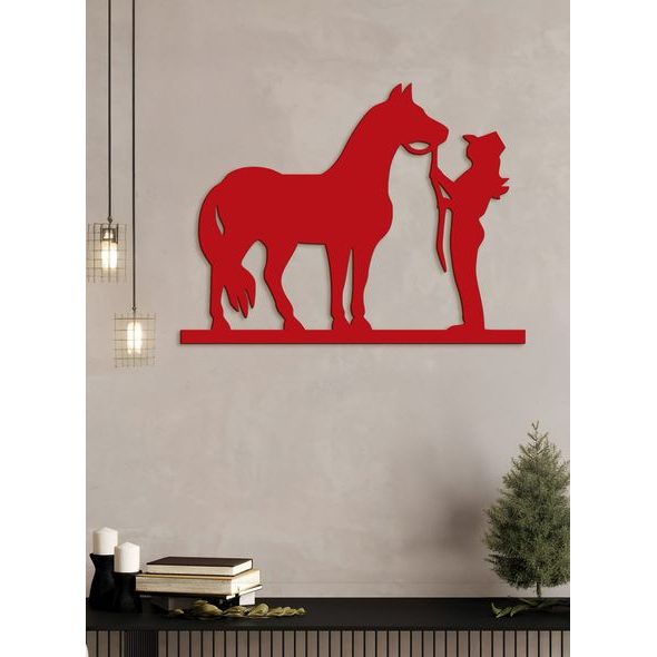 Dřevěný obrázek na stěně s koněm