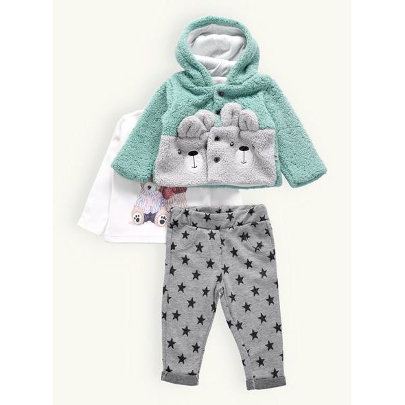 DĚTSKÁ TEPLÁKOVÁ SOUPRAVA MACKOVÉ MENTOLOVÁ