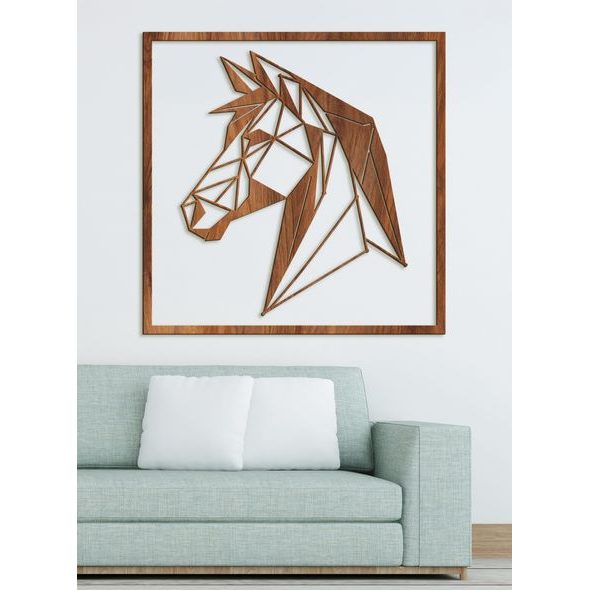 Dřevěný obrázek siluety koně