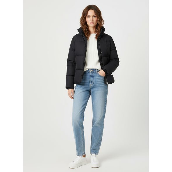 DÁMSKÁ KRÁTKÁ ZIMNÍ BUNDA ČERNÁ