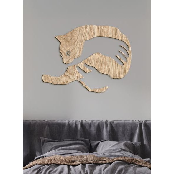 Drevený obraz na stenu mačka v náručí