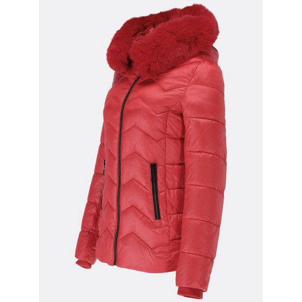 Dámska prešívaná zimná bunda červená