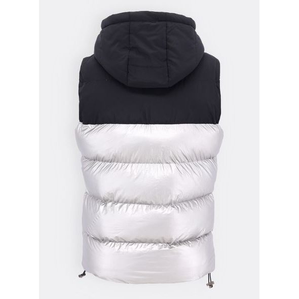 Pánská prošívaná vesta černo-stříbrná