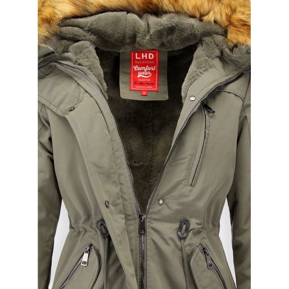 Dámská zimní bunda s kapucí khaki