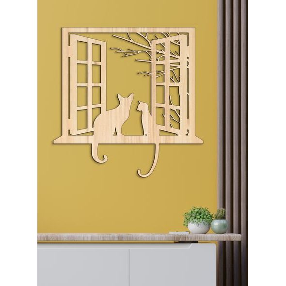 Dřevěná dekorace kočky