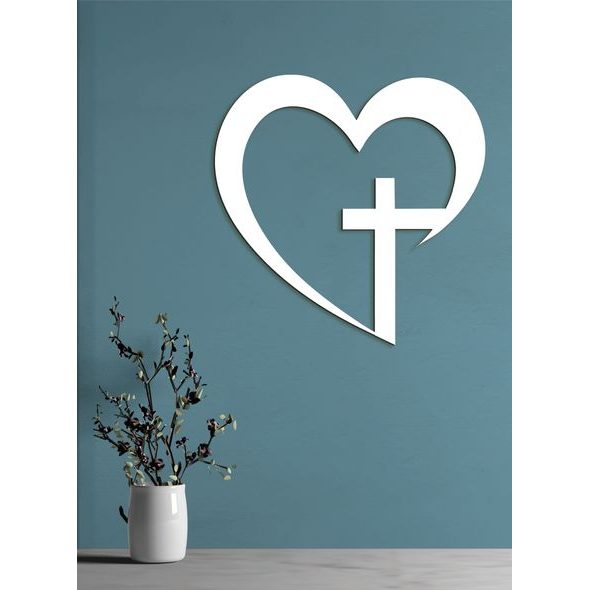 Drevený obraz na stenu Kríž v srdci