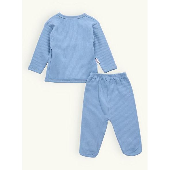 Dětské žebrované pyžamo světle modré