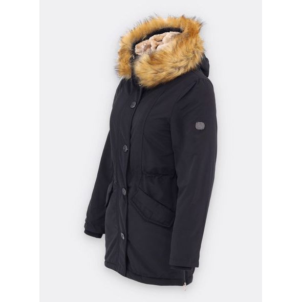 Dámská zimní bunda s kožešinou černá
