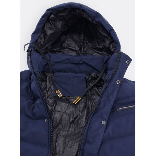 Pánská zimní bunda s kapucí tmavě modrá