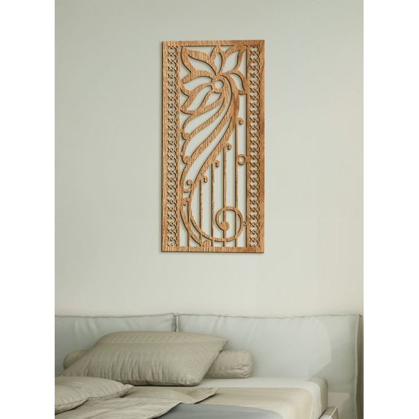 Dřevěná květinová mandala na zeď