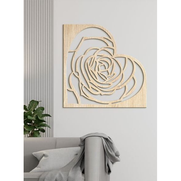 Dřevěná dekorace na zeď ROSE