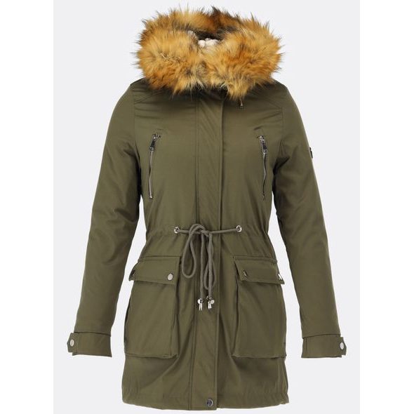 Parka s odopínateľným futrom khaki