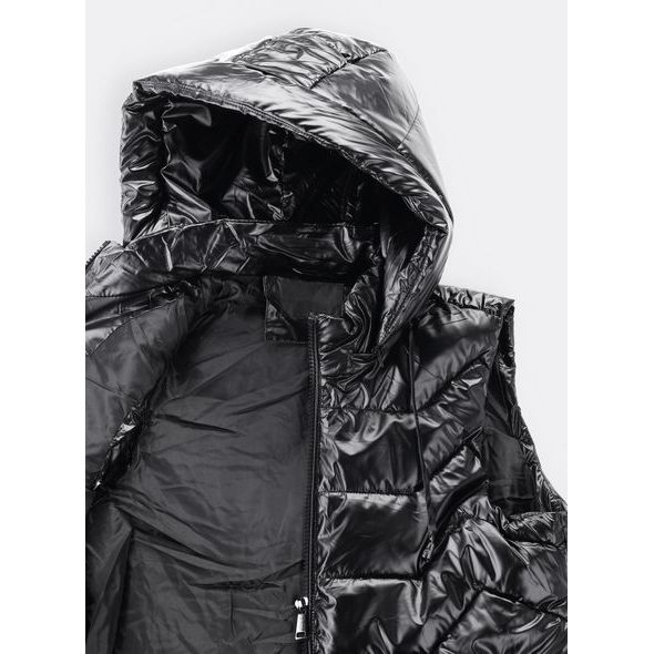 Dámská prošívaná vesta s kapucí černá