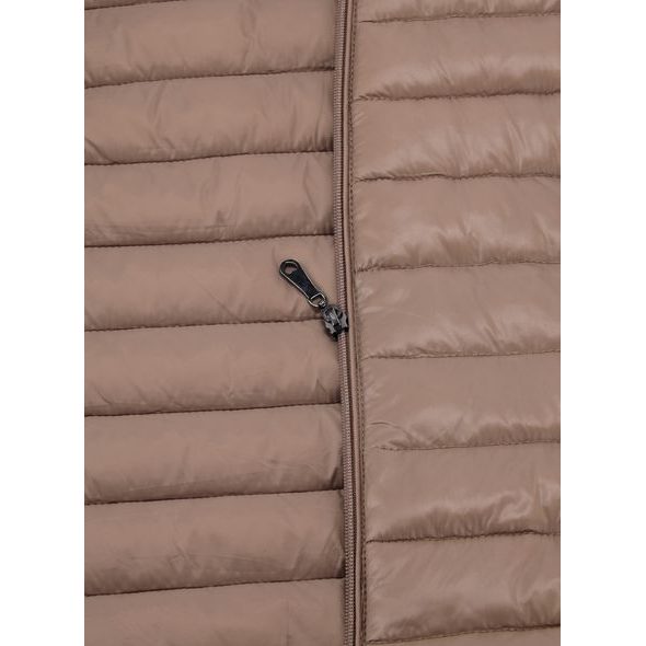 Dámská lesklá prošívaná bunda světle hnědá