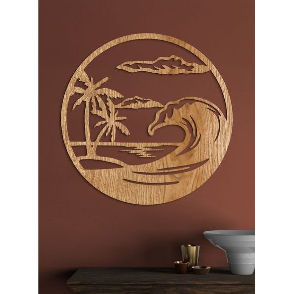 Dřevěný obraz na stěně pláže