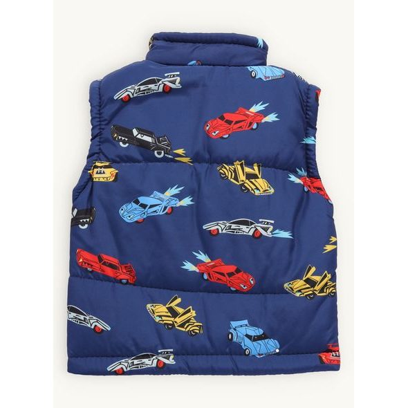 Detská prešívaná vesta AUTÁ tmavomodrá