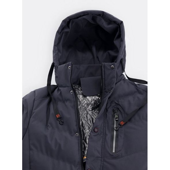 Pánská zimní bunda s kapucí šedá