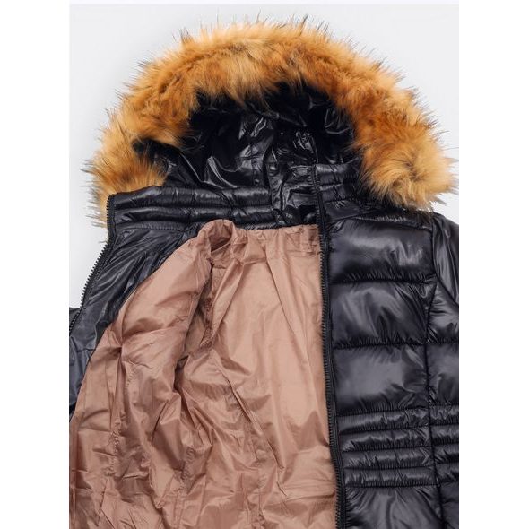 Dámská lesklá prošívaná bunda černá