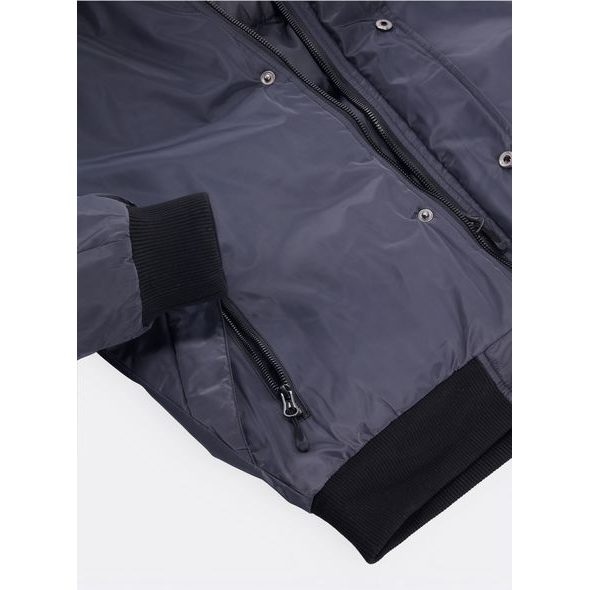 Pánská zimní bunda s kožešinou černo-grafitová